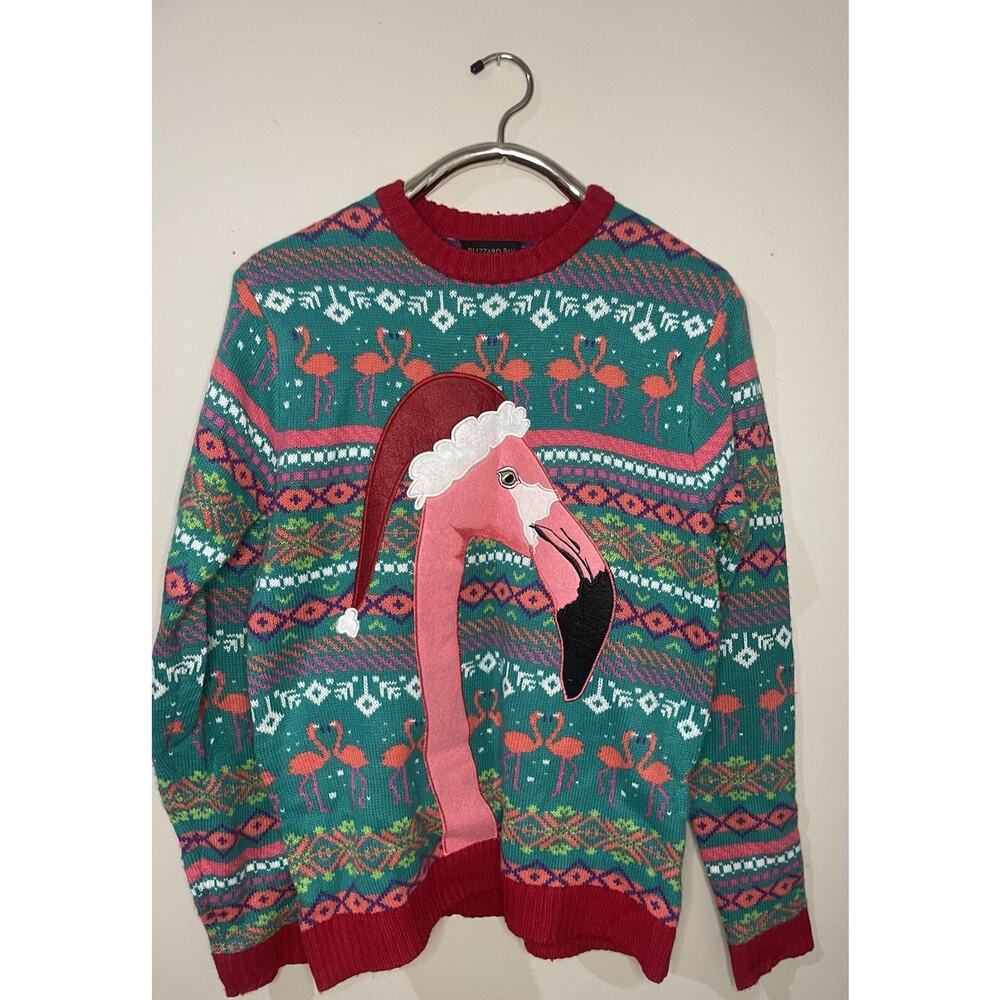 Christmas Sweater Flamingo Ugly Christmas Sweater Men's Medium